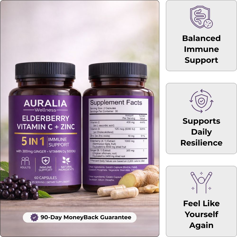 Gut Support Complex with Elderberry, Zinc & Vitamin C by Auralia Wellness™