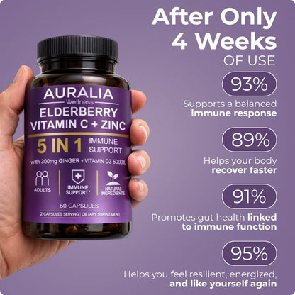 Gut Support Complex with Elderberry, Zinc & Vitamin C by Auralia Wellness™